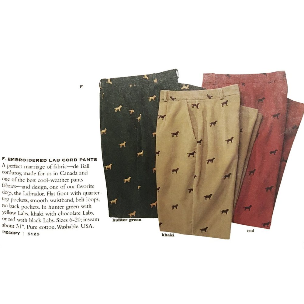NEW $129 Orvis Embroidered Dog Cords Pants! 10 or 14 Tan Brown Dogs USA Made